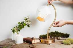 Handmade Porcelain Lamp - Mosaic Lantern Table Light Whimsical Gold Design