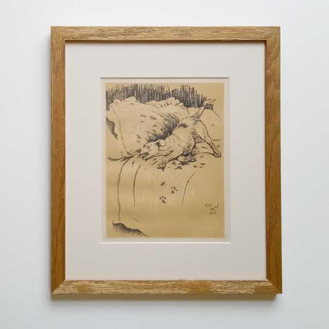 Framed Cecil Aldin Vintage Dog Bookplate Ready To Hang - image 1