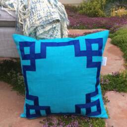 Greek Key Outdoor Pillow Cover Sunbrella All Weather Fabric - thumbnail 3