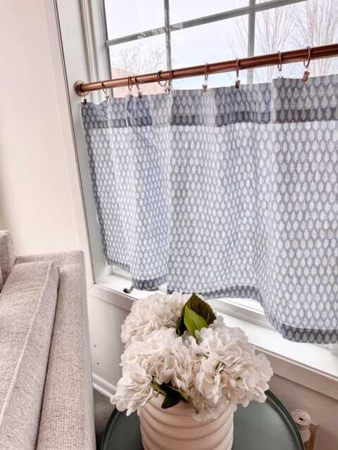 Blue & White Block Print Cafe Curtains , Tier Curtains, Kitchen Bathroom Window Treatments, Kitchen Curtain