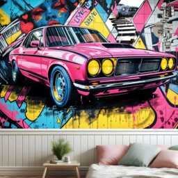 Speed Car Mural, Boys Room Decor, Removable Wall Decal