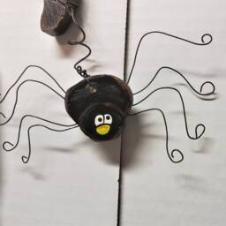 Halloween Trick Or Treat Witch Hat Black Orange Green Hanging Spider Wooden Door Wall Decoration Hand Crafted - thumbnail 3