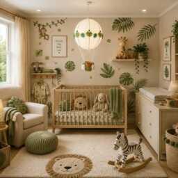 Green Jungle Safari Themed Hot Air Balloon Nursery Light Shade - thumbnail 2