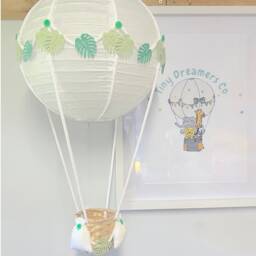 Green Jungle Safari Themed Hot Air Balloon Nursery Light Shade - thumbnail 3