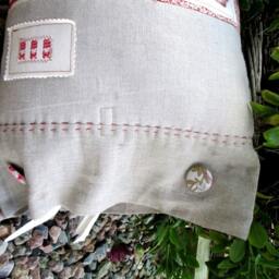 Ticking Mattress & Print Cover Cushion, Red N' Stripes French Inspired Pillow - thumbnail 3