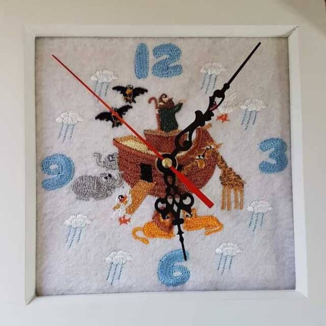 Embroidered Noahs Ark Clock. - Silent - image 1