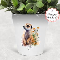 Watercolour Meerkat Plant Pot/Pen Makeup Brush Holder With Custom Name - Perfect Gift For Lovers - thumbnail 2