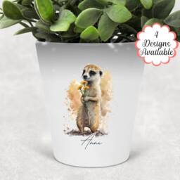 Watercolour Meerkat Plant Pot/Pen Makeup Brush Holder With Custom Name - Perfect Gift For Lovers - thumbnail 3