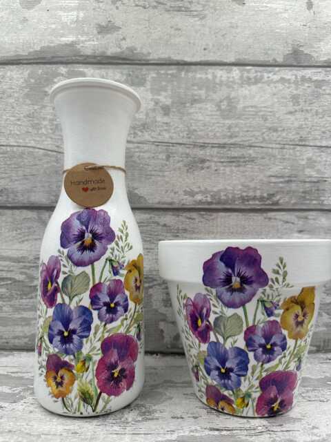 Pansy Plant Pot, Pansy Vase, Pot Inside Or Out, Pansy, Pansie, Gifts - image 1