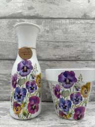 Pansy Plant Pot, Pansy Vase, Pot Inside Or Out, Pansy, Pansie, Gifts - thumbnail 1