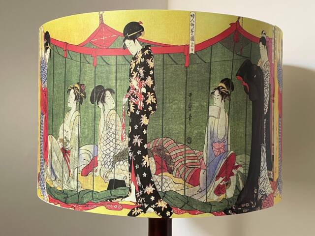 Geisha Lampshade , Light Shade, Japanese, Vintage, Antique Style, Fatta Da Mamma - image 1