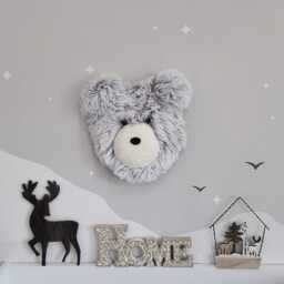 Gray Bear Head Wall Mount - Faux Taxidermy Nursery Decor Woodland Animal Trophy