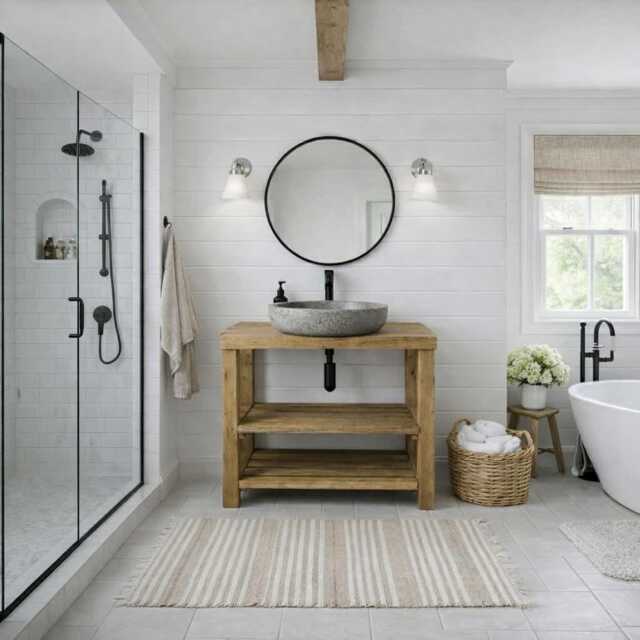 Handcrafted Solid Wood Wash Stand Vanity Unit With Shelves - image 1