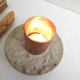 Copper Concrete Candle Holder, Table Decoration, Outdoor Patio Candle, Centerpiece, Hygge Decoration - thumbnail 4
