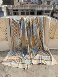 Handcrafted Cotton Suzani Quilt - Boho Embroidered Throw, Textile Art - thumbnail 1
