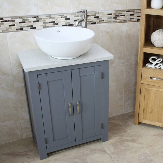 Bathroom Vanity Unit Painted Grey - White Quartz Top Ceramic Basin Choice 310Gwqcbc - image 1