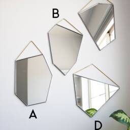 Geo Rock Shape Mirrors - 4 Shapes - Mirror Hanging, Modern Stained Glass Mirror, Wall Decor - thumbnail 2