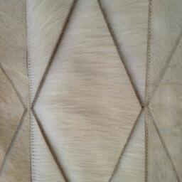 Patchwork Cowhide Rug, Laser Engraved, Model Diamond 11, Mix Of Creams, Whites & Ivories. 6' X 8' - thumbnail 2