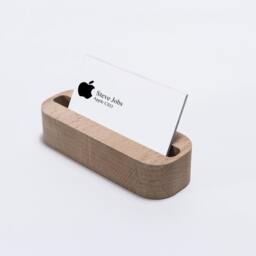 Natural Beechwood Business Card Holder -Desktop Display -stained Options Mahogany, Walnut, Oak -Wooden Desk Organizer -Graduation Gift - thumbnail 3
