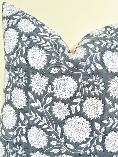 Indian Block Print Pillow Coven , Cotton Voile Hand Mede - image 1