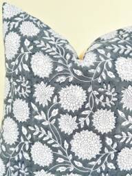 Indian Block Print Pillow Coven , Cotton Voile Hand Mede - thumbnail 1