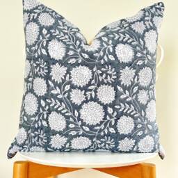 Indian Block Print Pillow Coven , Cotton Voile Hand Mede - thumbnail 2