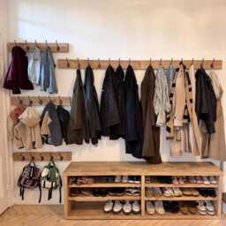 Rustic Pine Shoe Bench Extra Deep, Long Entryway Organizer - thumbnail 2