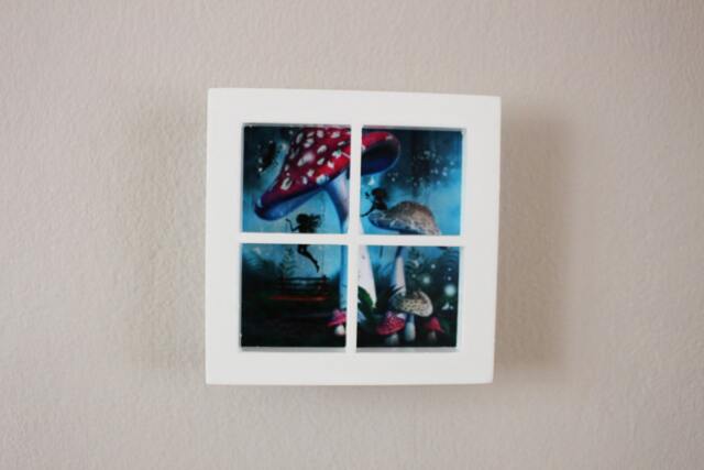 Miniature Wooden Fairy Window - Pink, White Or Blue - image 1