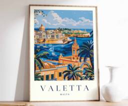 Valletta Malta Travel Poster Mediterranean Sea Print - thumbnail 1