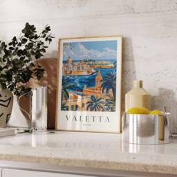 Valletta Malta Travel Poster Mediterranean Sea Print - thumbnail 2