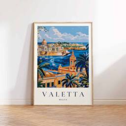 Valletta Malta Travel Poster Mediterranean Sea Print - thumbnail 3
