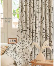 3 Colours, Cream A Pair Of Double-Sided Chenille Curtains With Graffiti, Boho Curtain Panel, Living Room Curtains, Custom Made, Room Divider - thumbnail 1