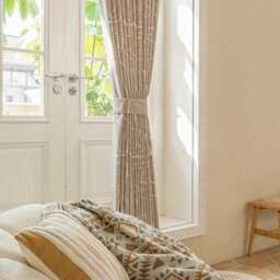 3 Colours, Cream A Pair Of Double-Sided Chenille Curtains With Graffiti, Boho Curtain Panel, Living Room Curtains, Custom Made, Room Divider - thumbnail 4