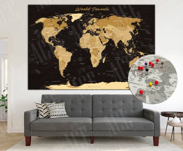 Push Pin World Map Canvas Travel Tracker Print by Etsy | ufurnish.com