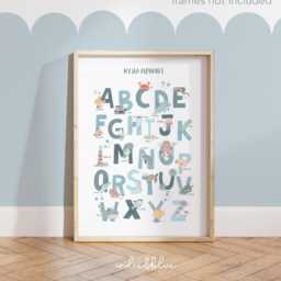 Under The Ocean Print, Sea Alphabet Boy Nursery, Nautical Nursery Educational Scandi Decor, Kids Wall Art - thumbnail 2
