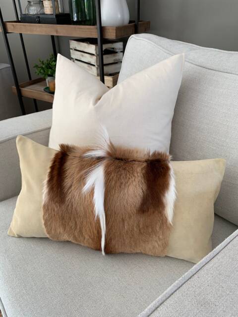 Springbok Throw Pillow Cover, Hide Cushion Cover - Size 21x10 Inches - image 1