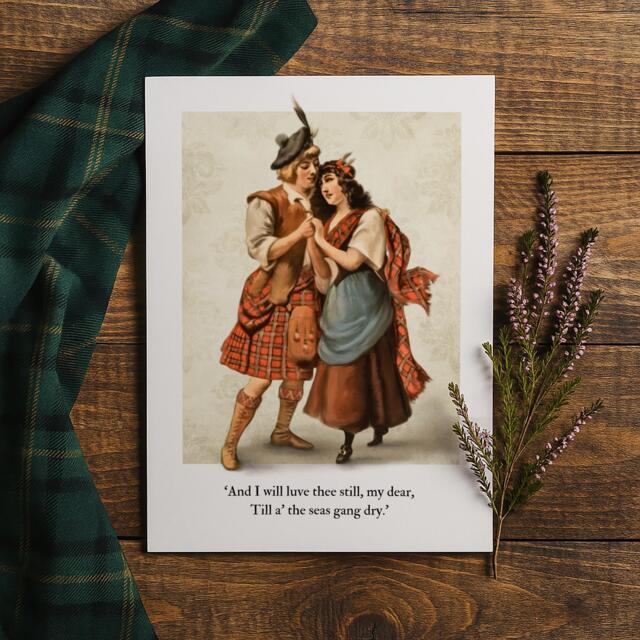 The Lovers A4 Art Print Robert Burns Inspired Vintage Style Wall Romantic Scottish Gift - image 1