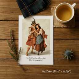 The Lovers A4 Art Print Robert Burns Inspired Vintage Style Wall Romantic Scottish Gift - thumbnail 2