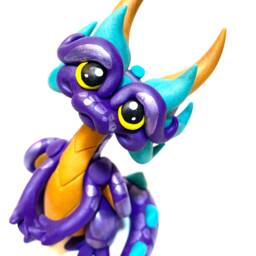Gideon - Polymer Clay Dragon Dice Holder Purple, Gold, & Peacock Dragonling