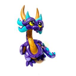 Gideon - Polymer Clay Dragon Dice Holder Purple, Gold, & Peacock Dragonling - thumbnail 2