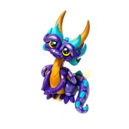 Gideon - Polymer Clay Dragon Dice Holder Purple, Gold, & Peacock Dragonling - thumbnail 3