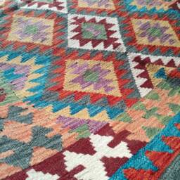 Kilim Rug Classic, Handmade Artisan Afghan Turkish Aztec Geometric Wool 152x96 cm - thumbnail 4