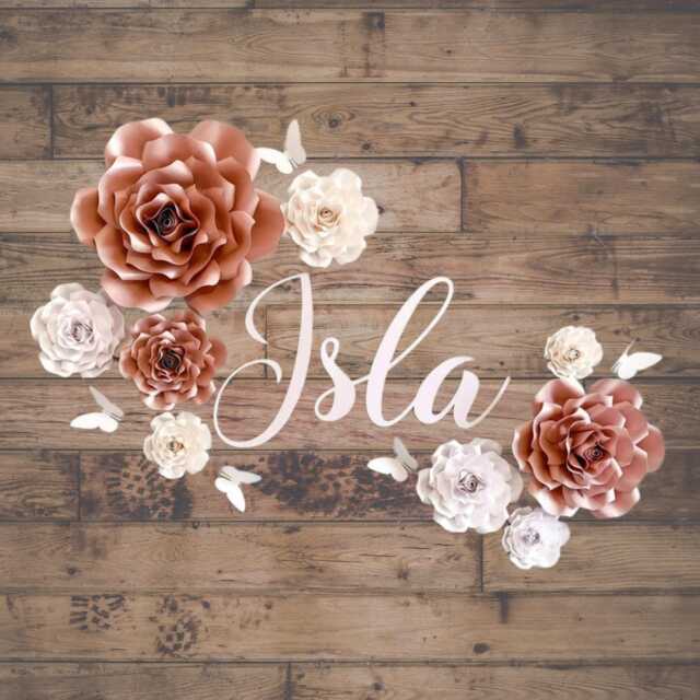 Custom Paper Flower Wall Decor With Free Name Sign - 3D Floral Nursery Art Personalised Name Sign Set - image 1