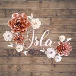 Custom Paper Flower Wall Decor With Free Name Sign - 3D Floral Nursery Art Personalised Name Sign Set - thumbnail 1
