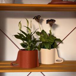 Beige 3D Printed Planter Minimalist Eco-Friendly Plant Pot With Drainage - thumbnail 3
