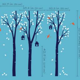 Nursery Tree Wall Decal, Flying Birds, Birdhouses, Kids Room Decor - thumbnail 2