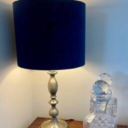 Deep Navy Velvet Lampshade - Handmade Candle Clip Or Drum Shade For Table Lamp, Wall Light Ceiling Pendant - thumbnail 4