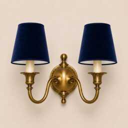 Deep Navy Velvet Lampshade - Handmade Candle Clip Or Drum Shade For Table Lamp, Wall Light Ceiling Pendant - thumbnail 3