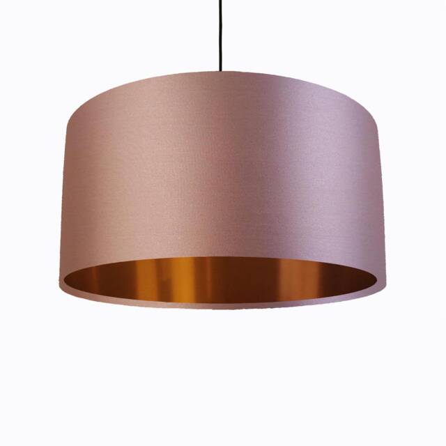 Light Pink Satin Lampshade With Copper Lining - image 1