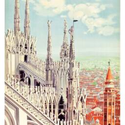 Milan Print Vintage Cathedral Travel Poster Art - thumbnail 3